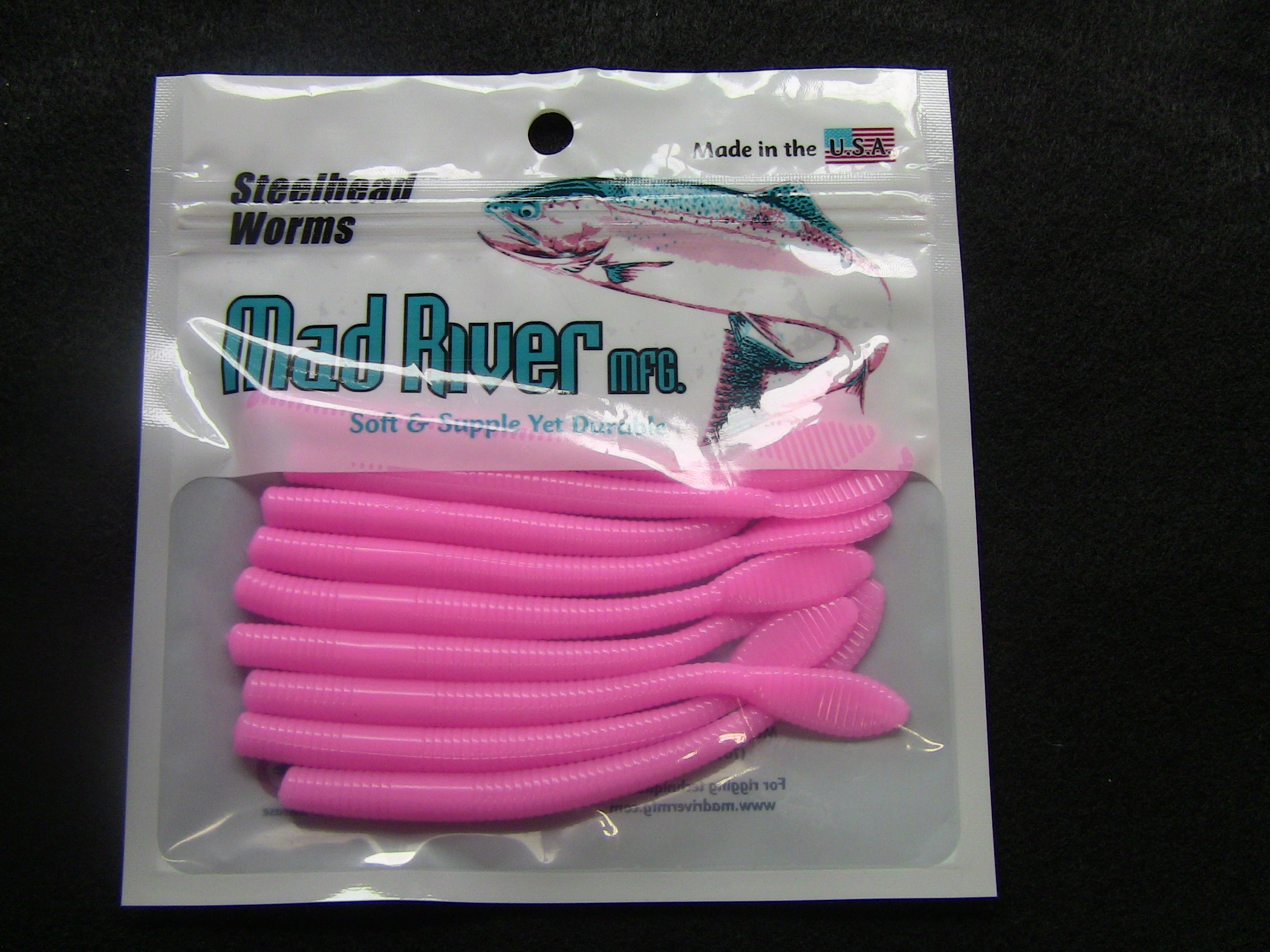 Mad River Steelhead Worms Bubble Gum / 3
